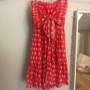 Strapless floral flow dress